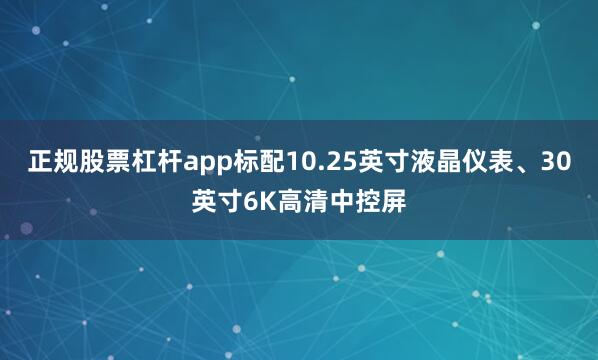 正规股票杠杆app标配10.25英寸液晶仪表、30英寸6K高清中控屏